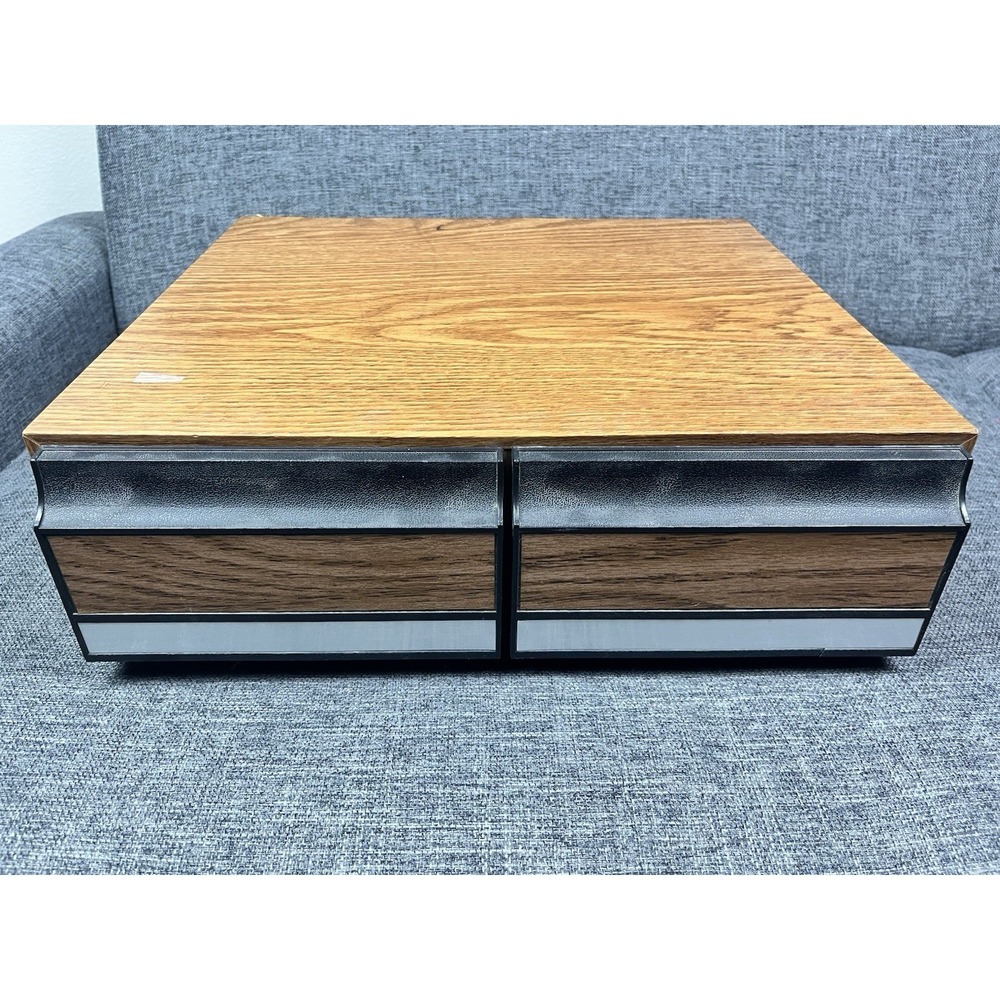VHS 24 Tape Holder Faux Wood Grain Drawer Cabinet Storage Case Wal-mart VTG GC